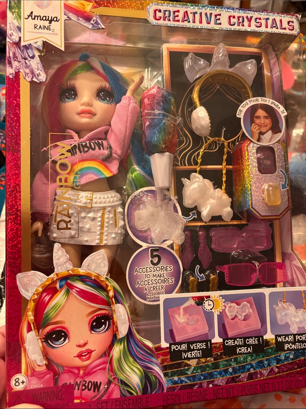 Rainbow High Rainbow Hair Doll with Pink Hoodie and Multicolor Hair